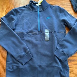 Nike Sportswear Men's Navy Club Brushed-Back 1/2-Zip Pullover DD4732-410 Size S